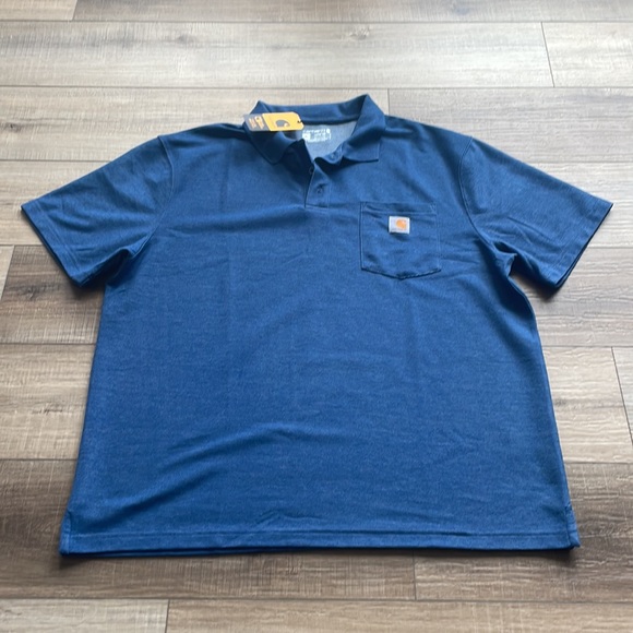 NWT Carhartt Stain Breaker Blue Polo Shirt Men’s XL - Picture 3 of 5